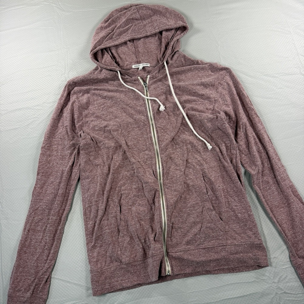 Threads 4 Thought Mens Large Zip Hoodie Heathered Dusty Rose Pink Organic Cotton